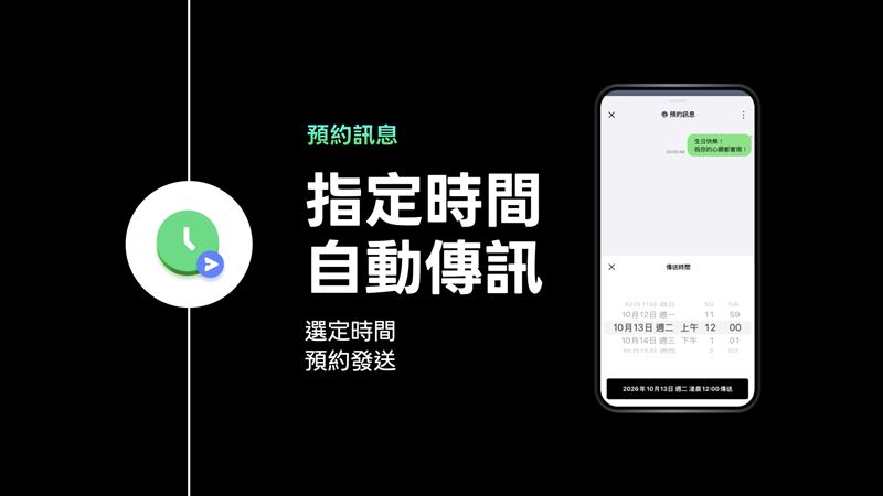 「預約訊息」讓用戶可以自行指定發送訊息的時間,不再因為忙碌而忘記重要訊息。(圖/LINE提供)