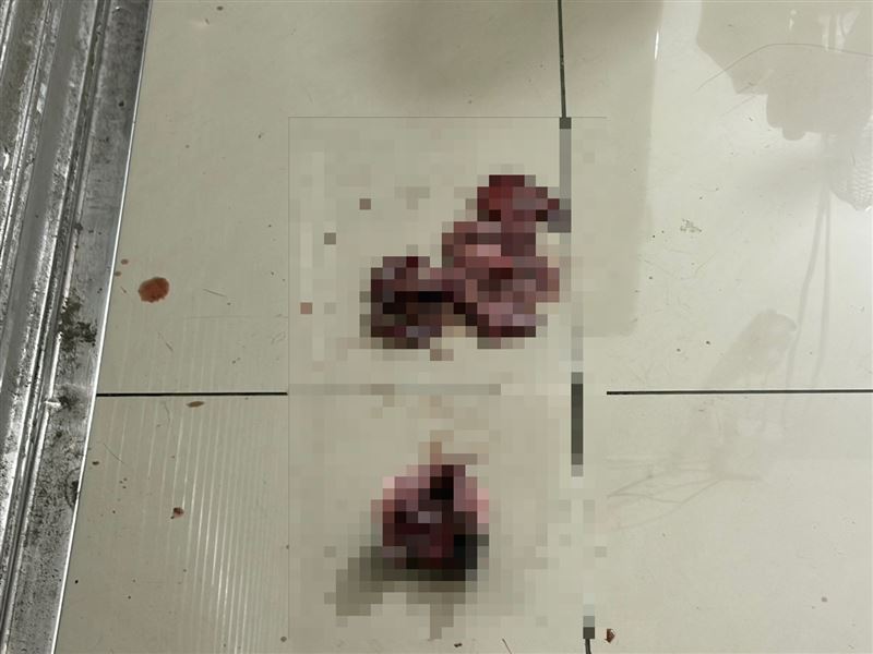 里長辦公室內部確實遭到不明人士丟棄魚內臟。(圖/翻攝畫面)