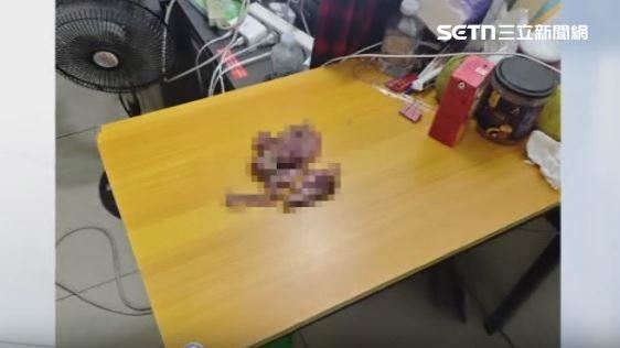 除了地上以外,連桌上都被放內臟恐嚇