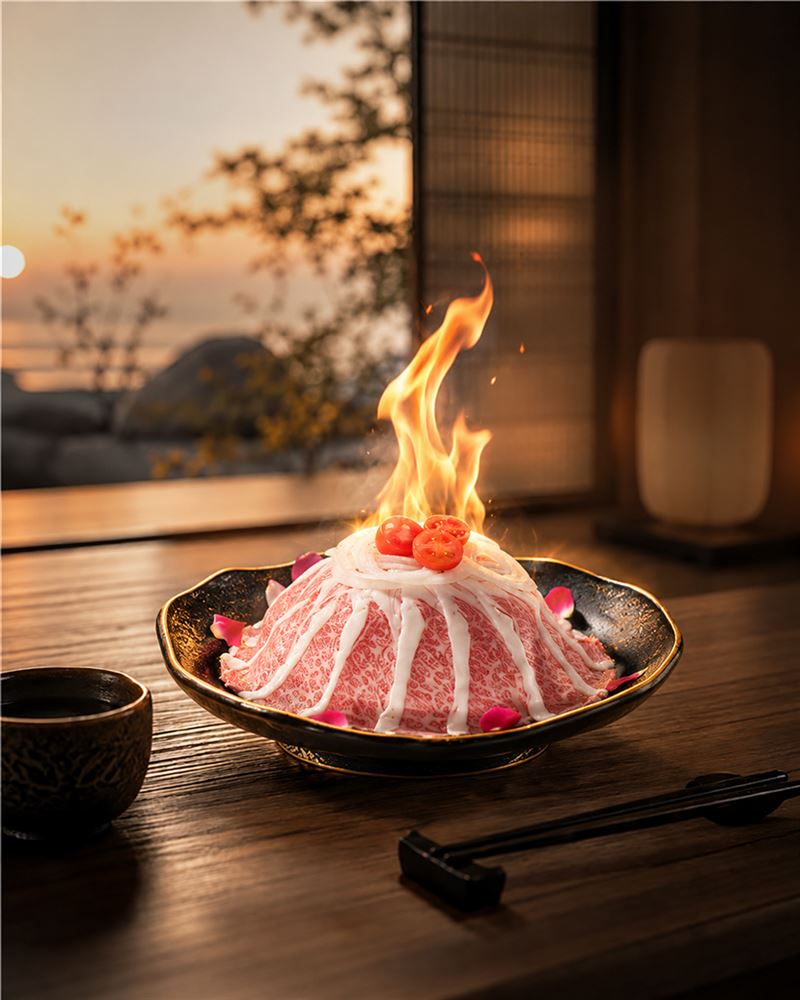 湊湊火鍋「火焰清酒和牛」以細緻油花搭配躍動火光，帶來吸睛的上桌儀式。（圖／品牌業者提供）
