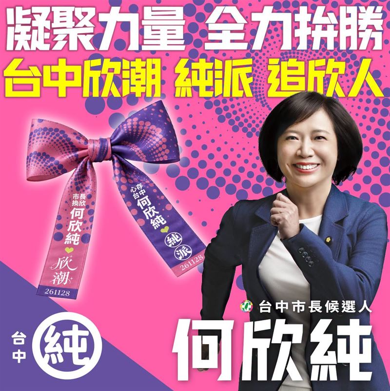 何欣純分享選舉飄帶。（圖／何欣純提供）