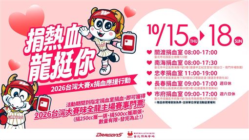 捐血送台灣大賽門票　味全龍公布完整資訊