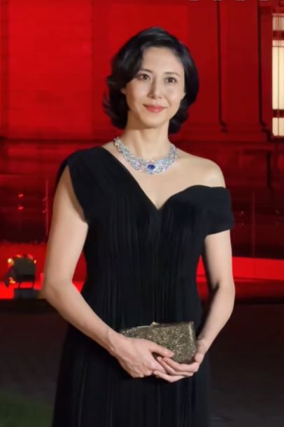 松嶋菜菜子身穿黑色剪裁禮服搭配高級珠寶亮相,散發優雅成熟氣質。(圖/翻攝自TikTok @ELLE Japan / エル・ジャポン)