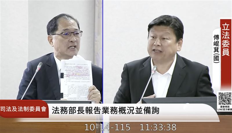 傅崐萁、鄭銘謙唇槍舌戰,鄭的回答語氣也越來越不悅。(圖/翻攝自國會頻道)
