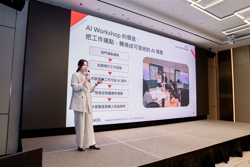 大數據(股)公司創新行銷部總監袁鈺婷透過實務應用介紹AI導入策略。(圖/品牌業者提供)