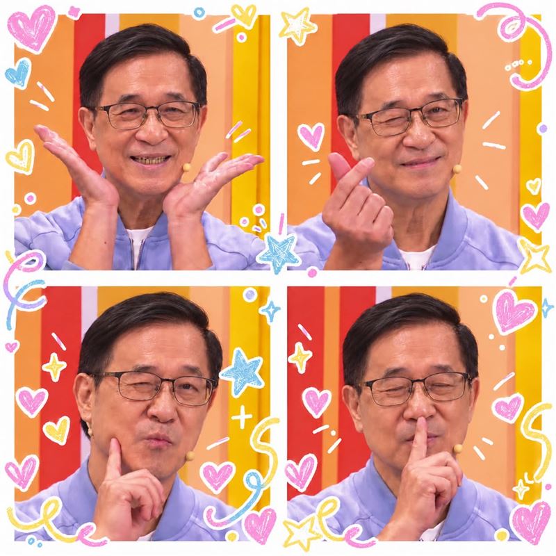 陳水扁挑戰「可愛四連拍」!一票網大讚帥呆了。(圖/翻攝自Threads@chenshuibian88帳號)
