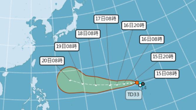 根據氣象署觀測資料顯示,今日上午8時的中心位置在北緯10.8度,東經159.5度,以每小時17公里速度,向西北西進行。(圖/翻攝自氣象署)