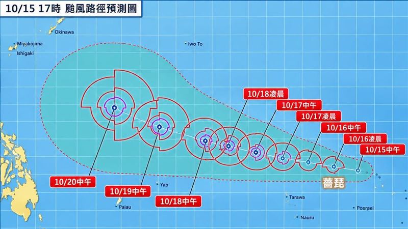 薔琵將變大又強颱風 2模式：非常靠近台灣