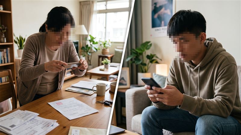 徵集令寄到家中，由母親簽收，媽媽翻拍徵集令用LINE轉傳照片給兒子，告知他須指定時間前往報到，但役男沒去遭依法送辦。（示意圖／AI製圖）