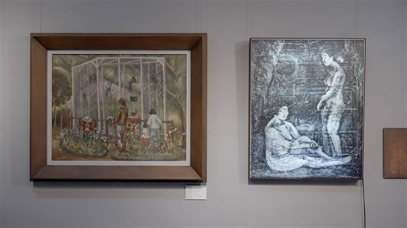 陳澄波《嘉義公園一景》畫作底層隱藏著裸女畫像。（圖／文化總會提供）