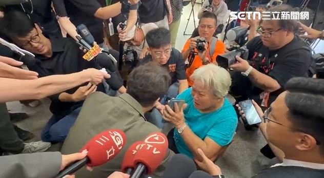 沈伯洋赴社子島參加遶境,遇婦人下跪陳情。(圖/翻攝畫面)