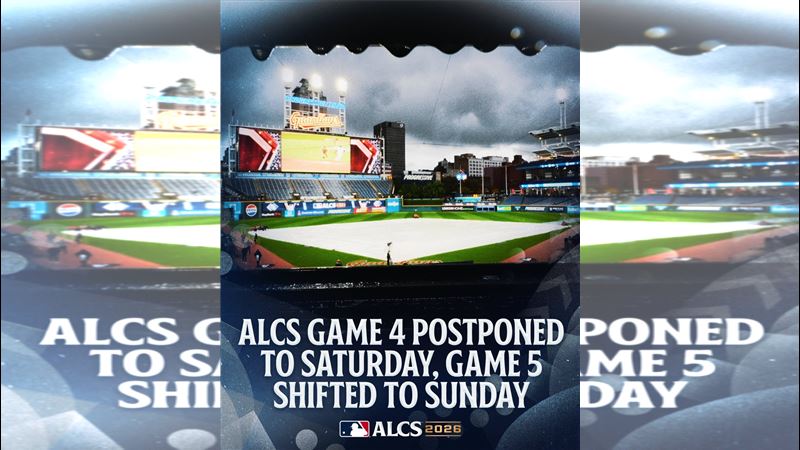 美聯冠軍系列賽G4因雨延賽。(圖/翻攝自X平台 @MLB)