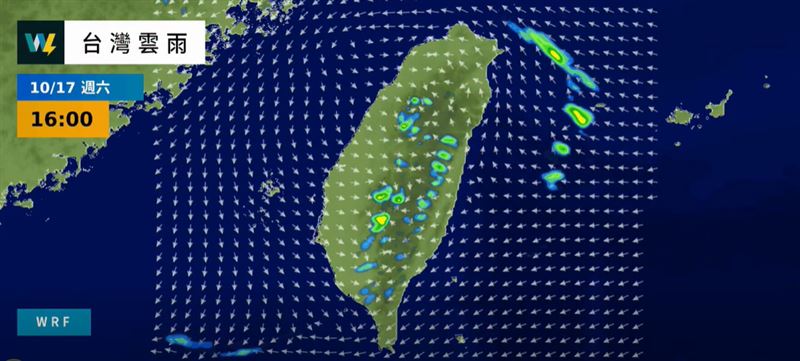 今明兩日各地大多晴時多雲,早晚偏涼、白天偏熱。下週三東北季風增強,北部、東北部轉雨降溫。另外,中颱薔琵路徑仍具不確定性,下週五、六不排除影響台灣。(圖/翻攝自天氣風險 WeatherRisk臉書)
