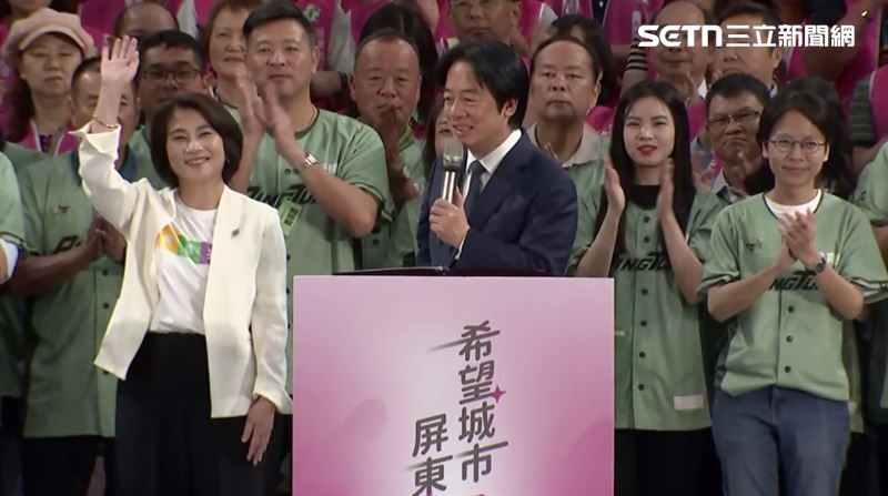 兼任民進黨主席的總統賴清德，今（17日）南下替周春米爭取屏東縣長連任站台。（圖／翻攝畫面）