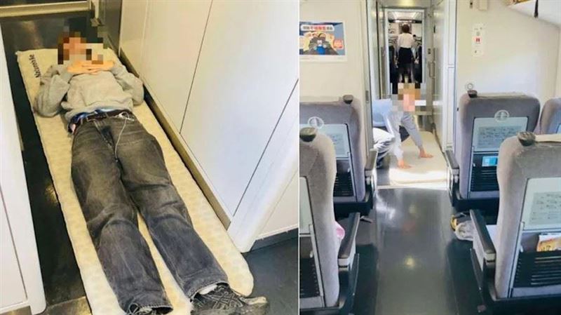 外籍旅客自強號打地鋪佔走道　台鐵回應了
