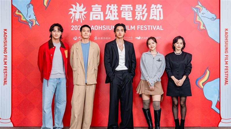 《時候》（左起）演員范少勳、演員黃聖球、演員黃旭熙（Lucas）、演員林廷憶、演員盧以恩。（圖／高雄電影節提供）