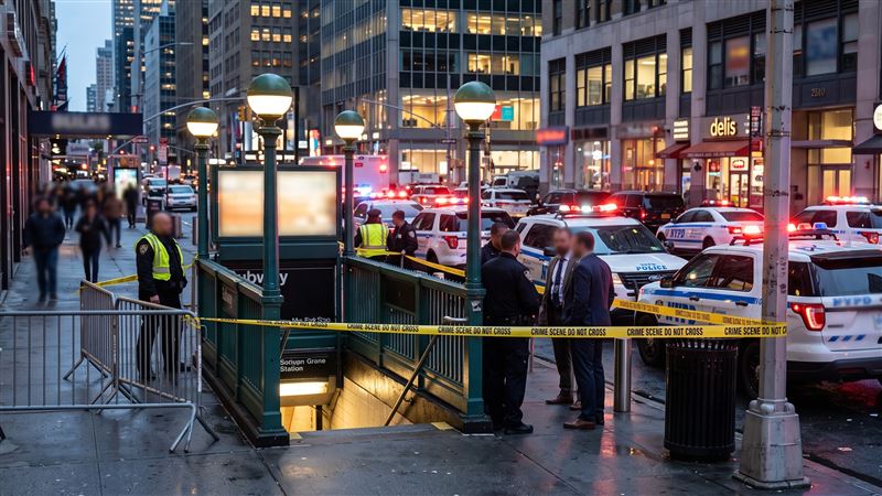 美國紐約曼哈頓中城53街地鐵站驚傳槍擊案,一名男子中彈身亡。(示意圖/AI製圖)