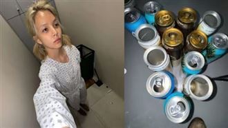 前女團成員穿病服曬啤酒空罐　憔悴模樣曝