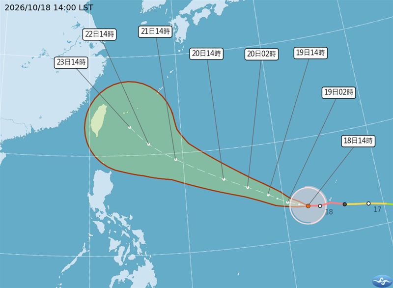 薔琵颱風可能在下週五、六影響台灣。(圖/氣象署)