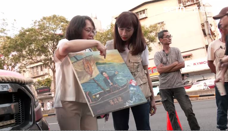 有民眾畫下沈伯洋的「洋流號」。(圖/翻攝畫面)