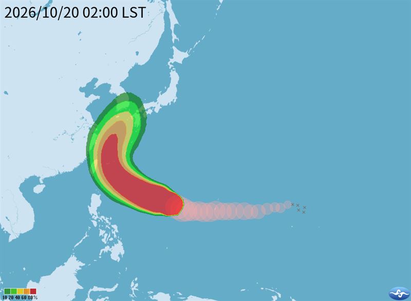 薔琵路徑各國預測分歧。(圖/中央氣象署)