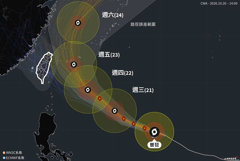 週五至週六上半天是影響最劇烈時刻,北部、宜花預計風雨感受會相當明顯。(圖/翻攝自台灣颱風論壇|天氣特急臉書)