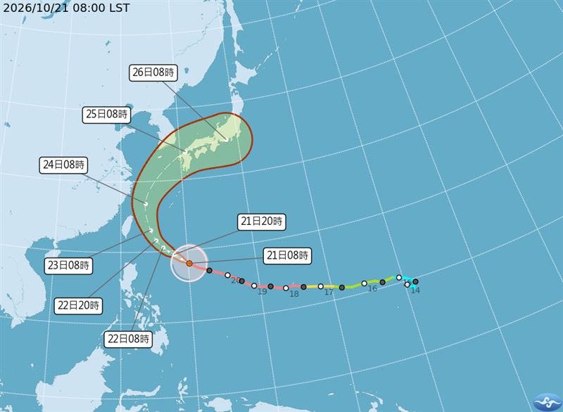薔琵颱風最新預測路徑。(圖/中央氣象署)