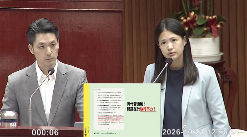 林亮君質疑,姚淑文還應該坐在局長的位子上嗎?蔣萬安回應,「我讓她先把這個問題解決,不能就這樣子離開」(圖/翻攝畫面)
