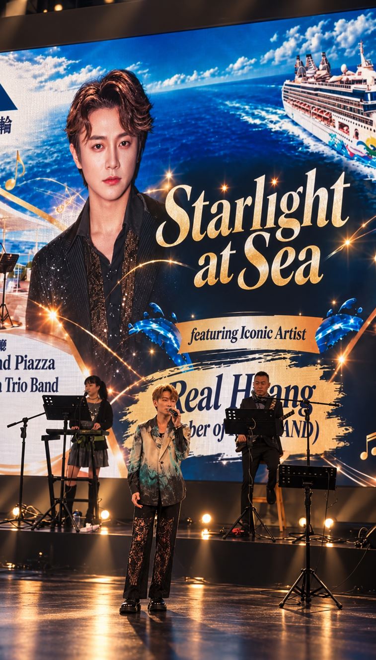 阿沁在麗星郵輪上演出。（圖／麗星郵輪提供）