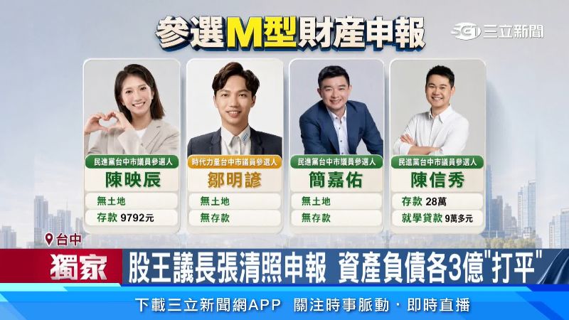 四位新人參選人都幾乎是沒有資產
