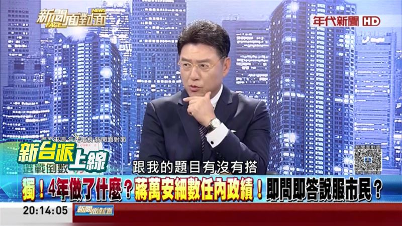 蔣萬安專訪又問A答B遭主持人謝震武吐槽。(圖/新聞面對面)