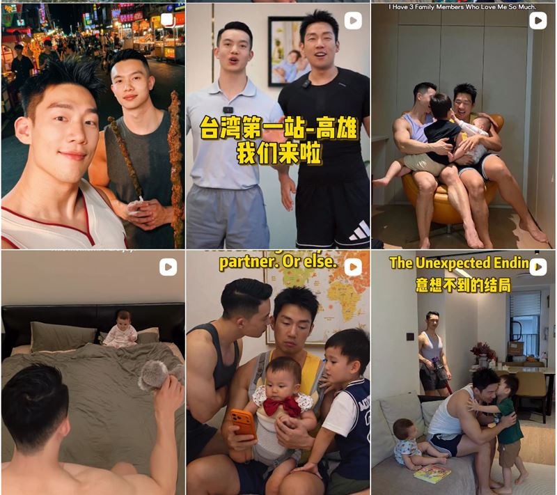 兩人在宣傳影片中公然向台灣同志族群招手，大力推廣名為「天使計劃」的代孕與輔助生育服務，隨即引發台灣社會高度譁然與強烈反彈。（圖／翻攝IG)