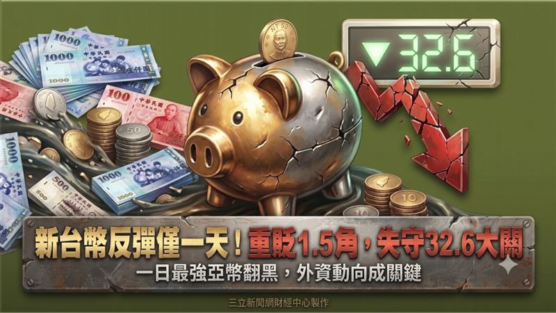 新台幣反彈僅一天！今重貶失守32.6關卡