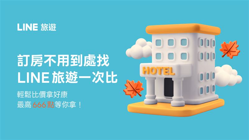 旅展期間在LINE旅遊搜尋訂房有機會獲得LINE POINTS 666點。(圖/LINE旅遊提供)