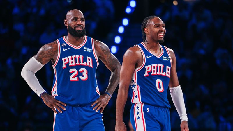 詹姆斯（LeBron James）上演生涯最大逆轉秀。（圖／翻攝自76人推特）