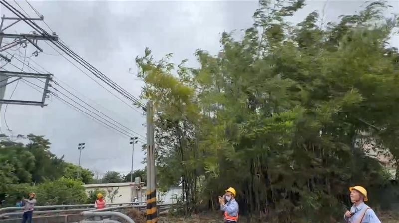 薔琵颱風12級強風吹倒路樹,造成台中多處停電,台電人員搶修中。(圖/台電提供)