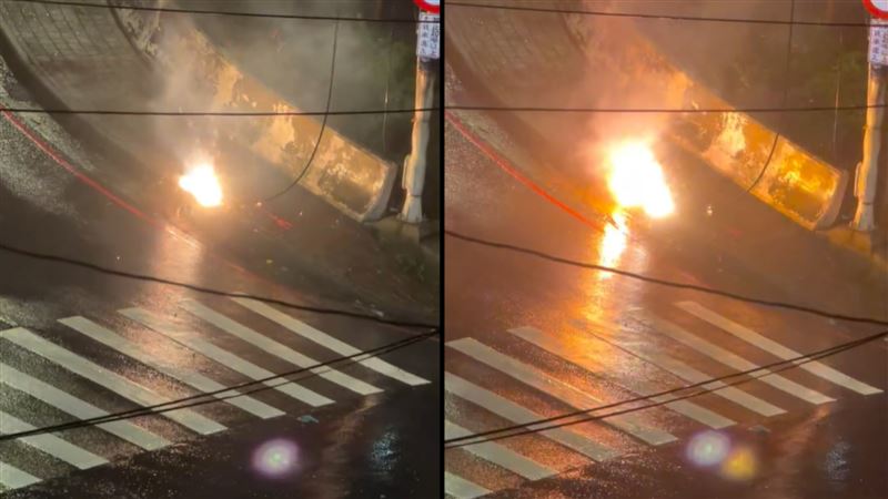 基隆深夜驚魂！電線掉落走火爆炸