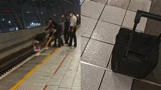 台中高鐵站傳誤點　乘客行李遭吹落軌