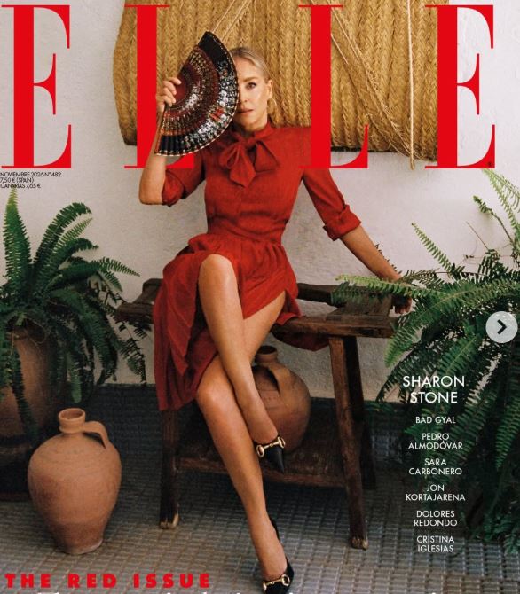莎朗史東近日為西班牙版《ELLE》雜誌拍攝創刊40週年特刊。(圖/翻攝自IG)