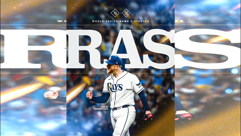 光芒王牌拉斯穆森(Drew Rasmussen)3.2局失3分。(圖/翻攝自X平台 @RaysBaseball)