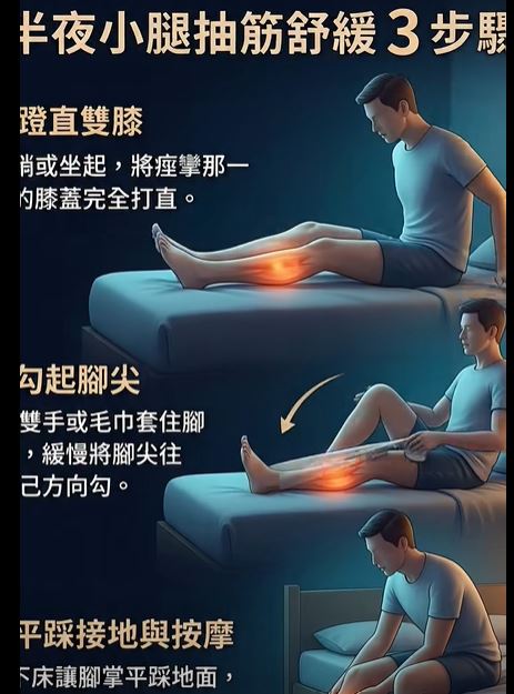 醫師黃軒提供「半夜小腿抽筋」的處理方式。(圖/取自黃軒的臉書)