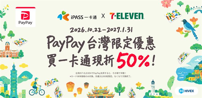 響應「重遊台灣・福氣加倍」 在7-ELEVEN「PayPay」購一卡通享半價優惠。（圖／一卡通提供）
