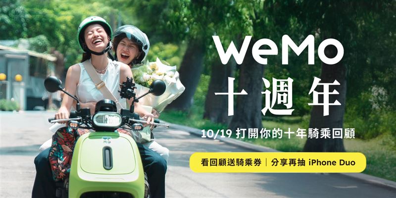 即日起可透過APP回顧自己的騎乘足跡,完成分享還有機會抽最新iPhone Duo。(圖/WeMo提供)
