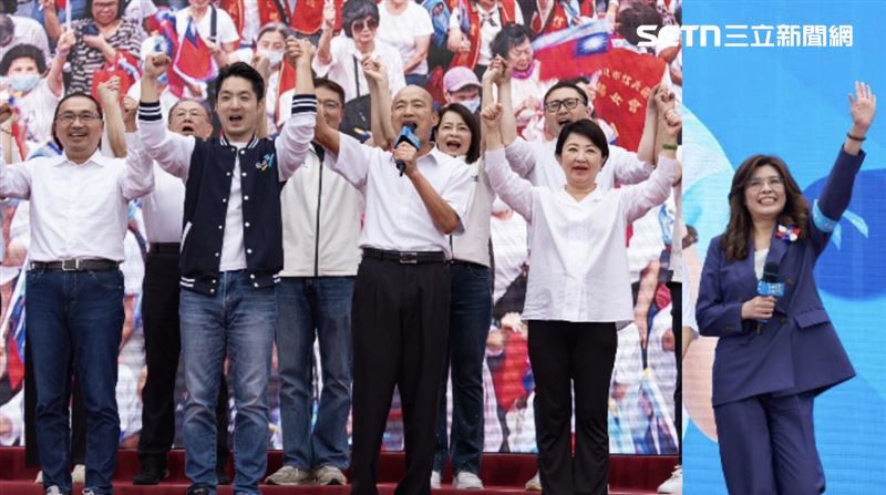 蔣萬安日前舉辦競選總部成立大會,邀請藍營大咖站台。(組合圖/蔣萬安競總、國民黨提供)