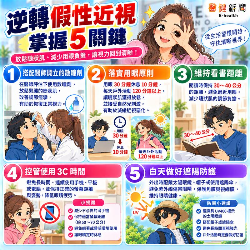 假性近視如何逆轉？掌握「5關鍵」。（圖／醫健新聞網提供）