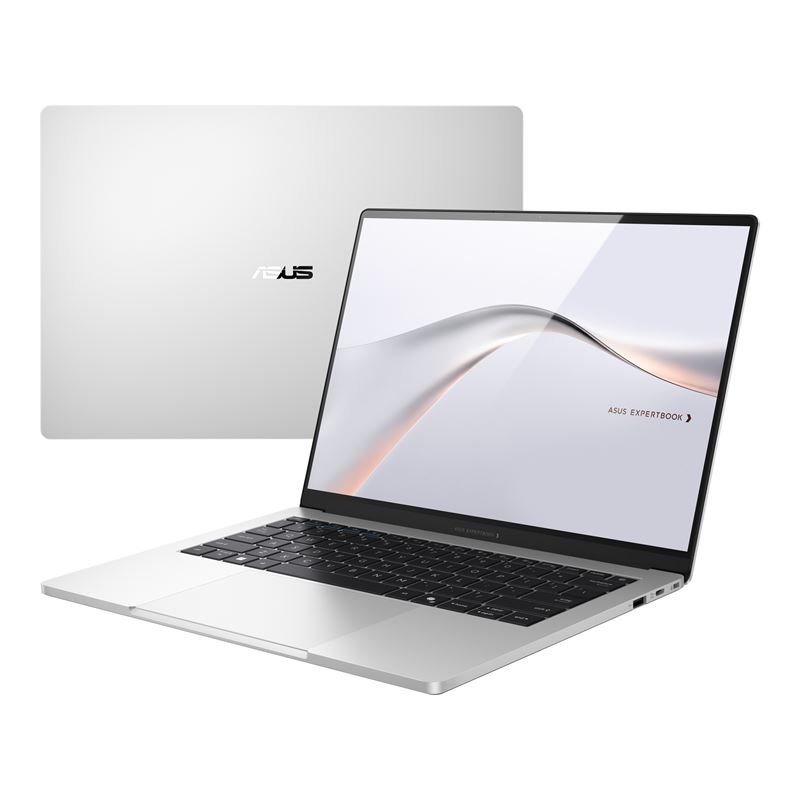 華碩攜手英特爾發表商用筆電ExpertBook A7，搭載Intel 18A製程處理器，鎖定商務行動辦公市場。ASUS ExpertBook A7 皓月銀。（圖／華碩提供）