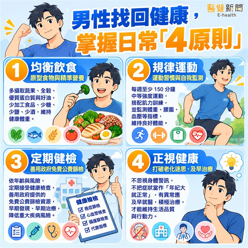世界男性健康日／現代男性的減壓健康帖：掌握日常「4原則」。（圖／醫健新聞網提供）