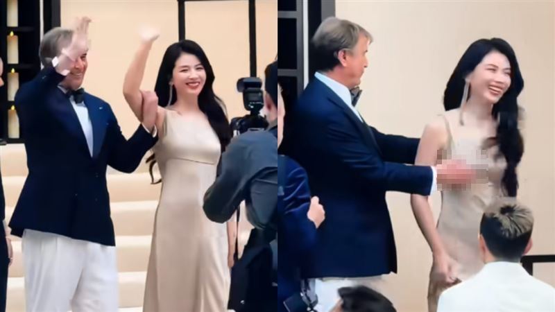 劉濤受邀出席上海頂級精品活動，不料卻遭外籍創辦人當眾越界肢體碰觸。（圖／翻攝自微博）