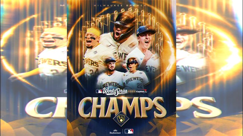 釀酒人奪下隊史首座世界大賽冠軍。（圖／翻攝自X平台 @MLB）