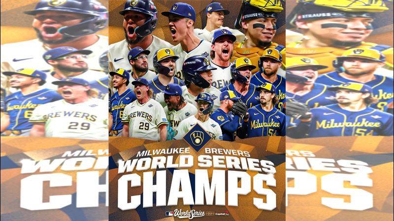 釀酒人奪下隊史首座世界大賽冠軍。(圖/翻攝自X平台 @MLBNetwork)